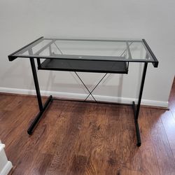 Metal Glass Desk with Keyboard Slide