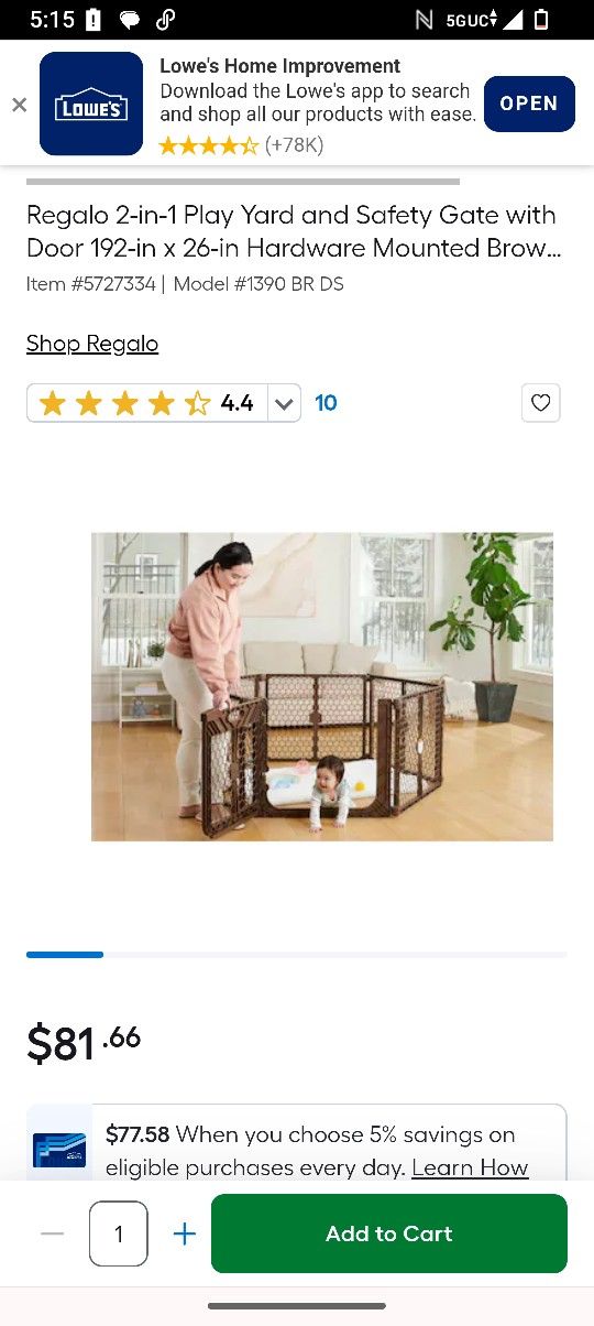 Regalo 2-in-1 Baby Play Yard And Fence 192"X26" NEW IN BOX X3