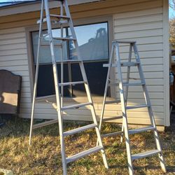 2 Wooden Ladders - 8 ' and 6'