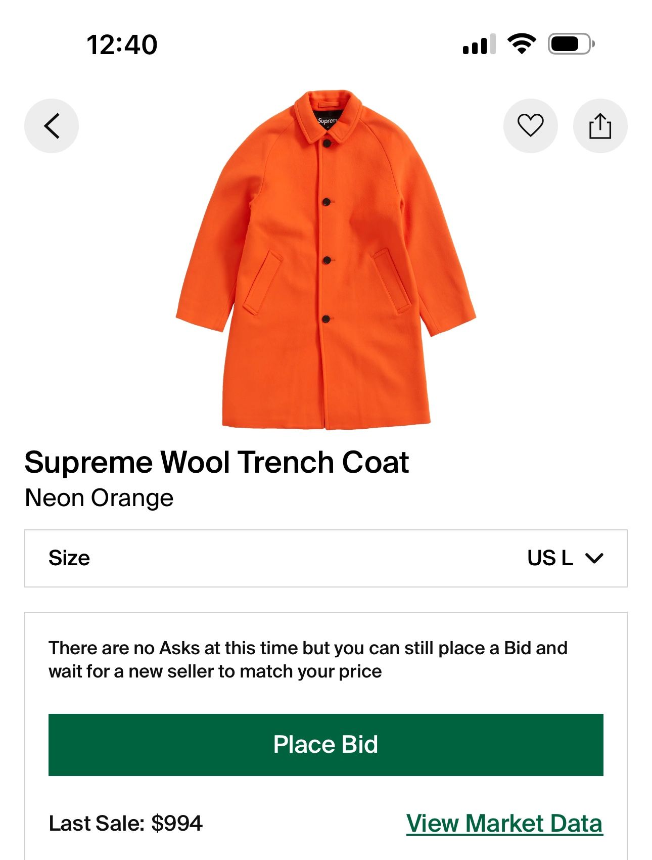 Supreme orange trench coat sale