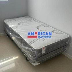 ‼️Colchón twin size plush Basic con box spring✴️mattress twin size‼️