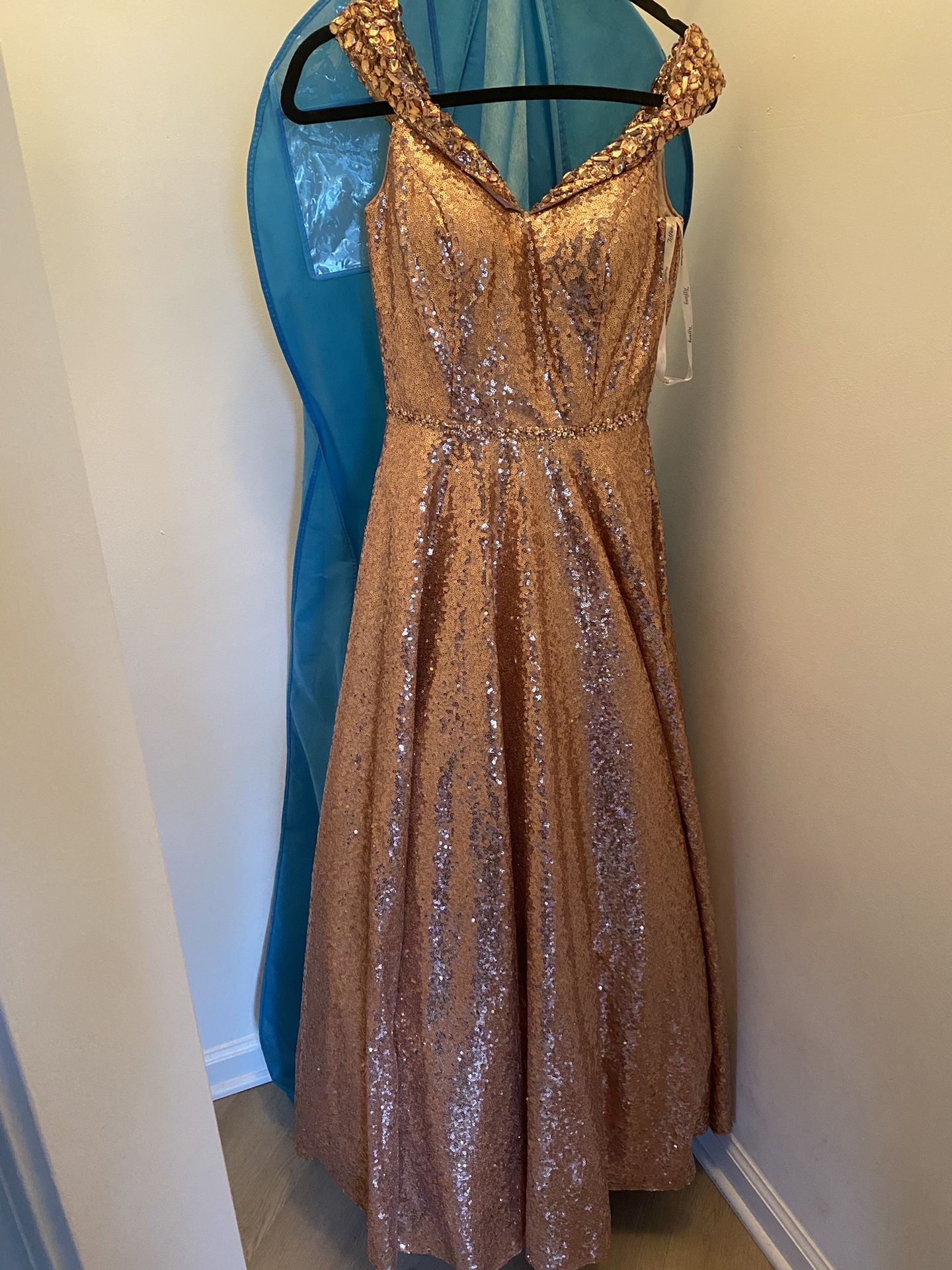 Rose Gold Sequin Prom Dress