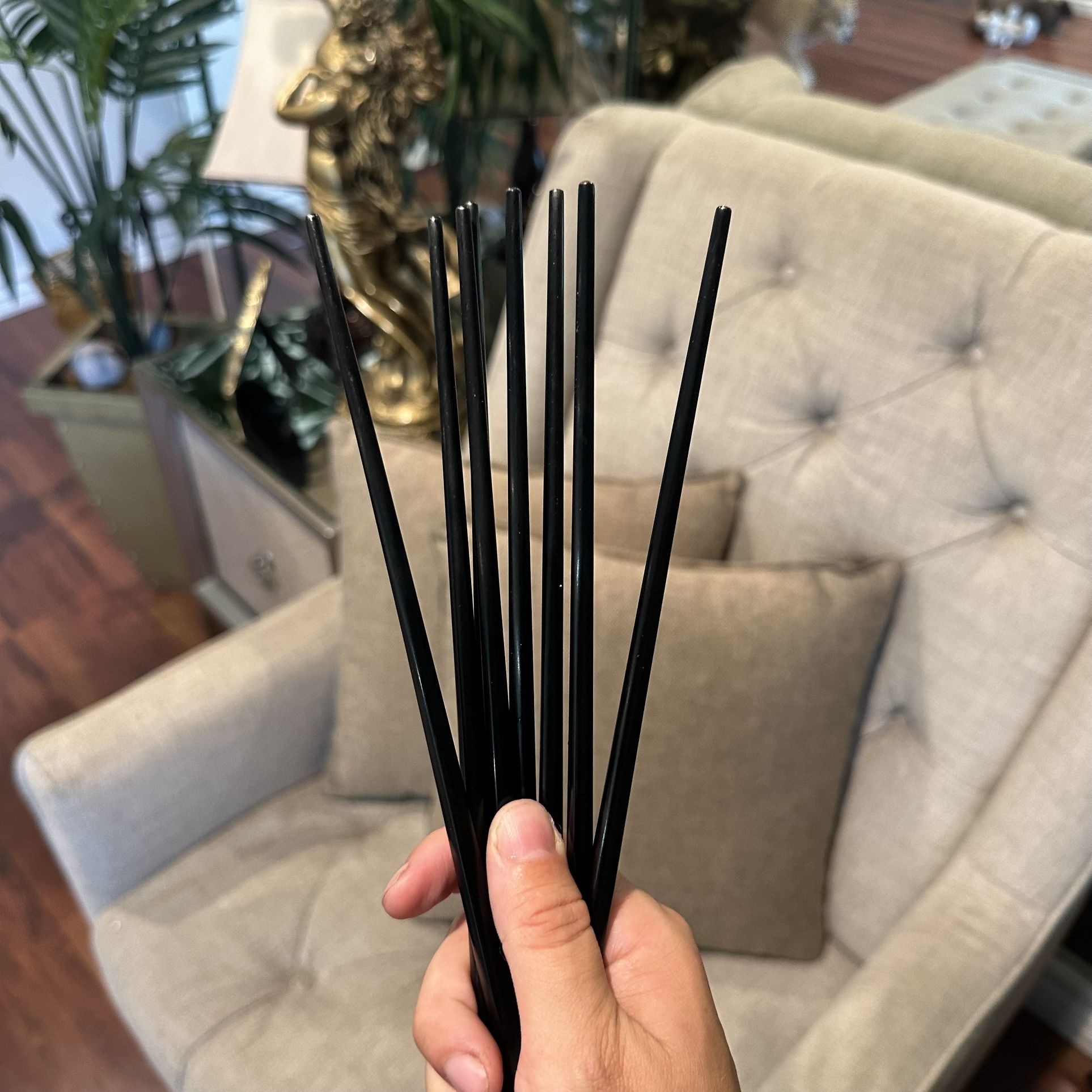 Set Of 8 Black Sleek Metal Chopsticks 