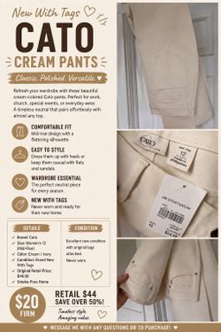 NWT Cato Dress Pants (Cream)