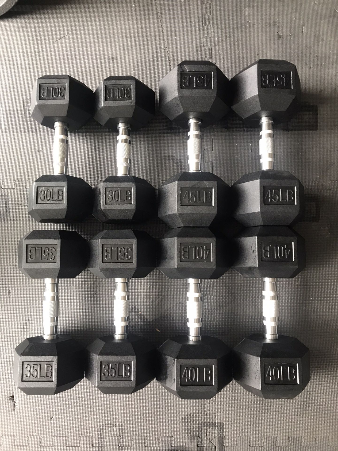 New Rubber Coated Hex Dumbbells 💪 (2x30Lbs, 2x35Lbs, 2x40Lbs, 2x45Lbs) for $225 Firm
