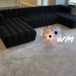 Arianna Velvet Black Double Chaise Sectional / couch 