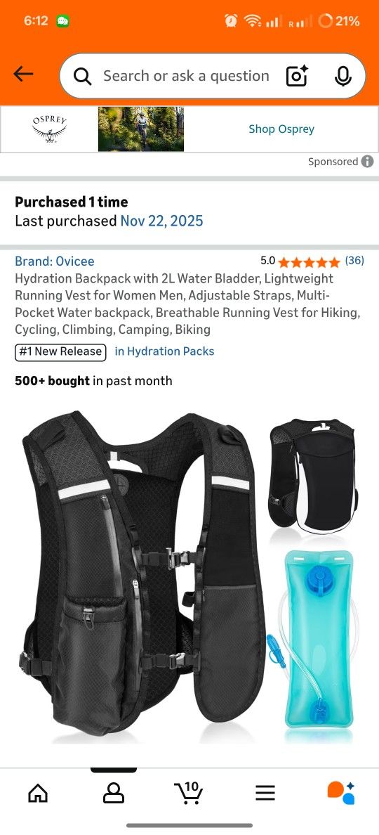 Hydration Backpack with 2L Water Bladder, Lightweight Running Vest for Women Men, Adjustable Straps, Multi-Pocket Water backpack, Breathable Running V