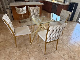 Glass Dining Set + 2 Matching Bar Stools