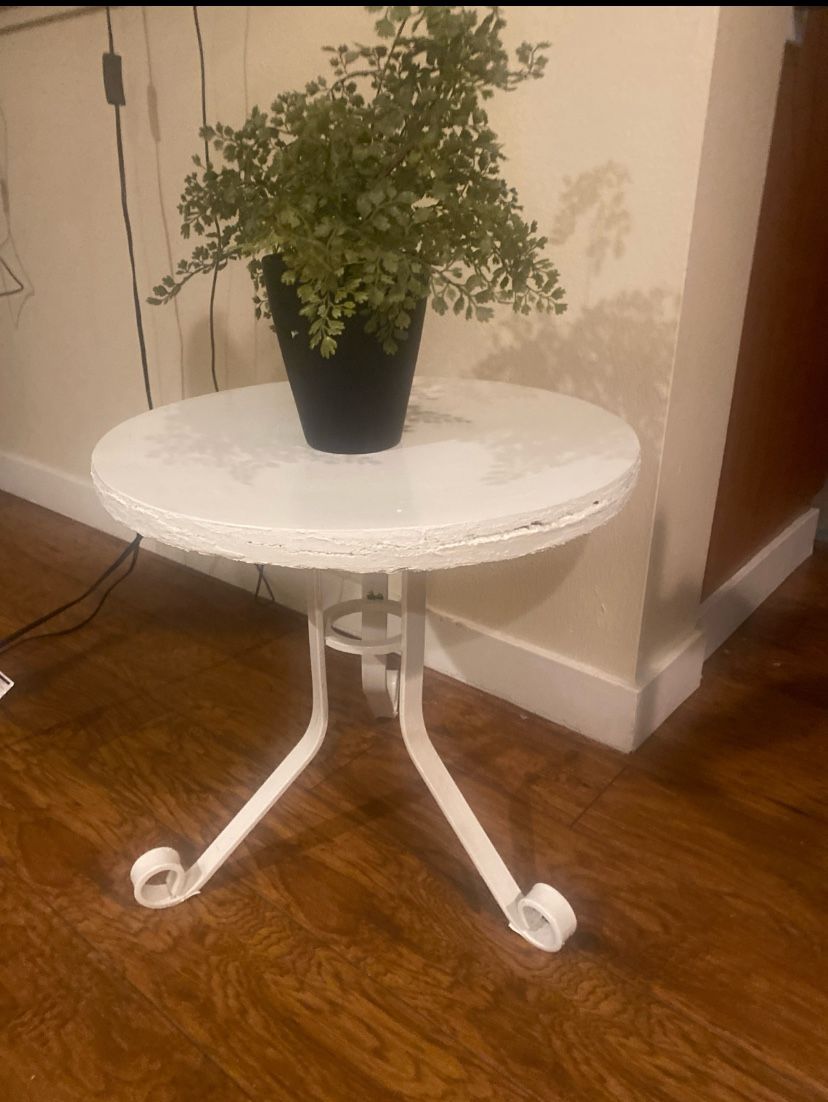 Side Table With Fake Plant Included 