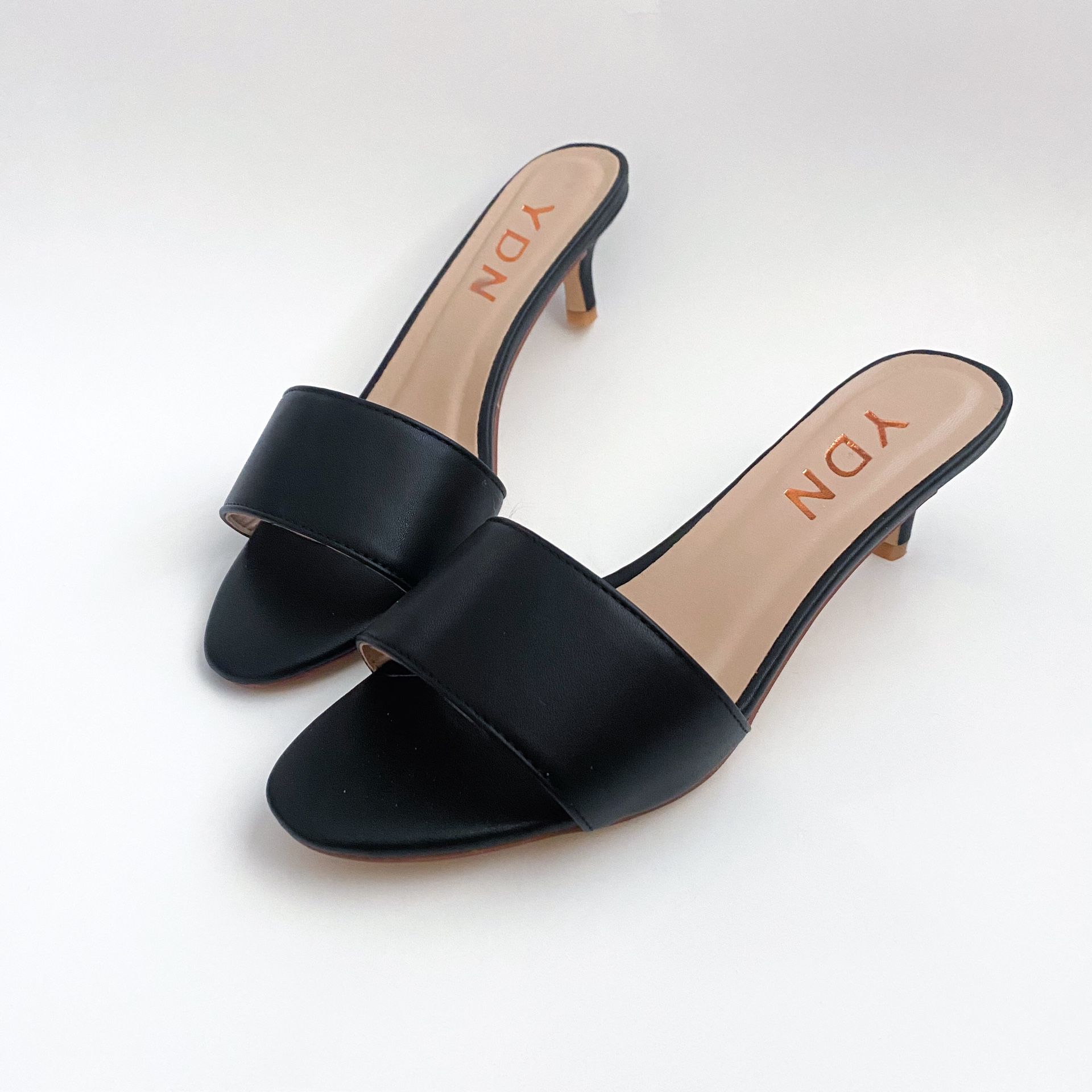 size 9 YDN Women Summer Open Toe Low Heel Sandals Slide On Cute Dress Slippers