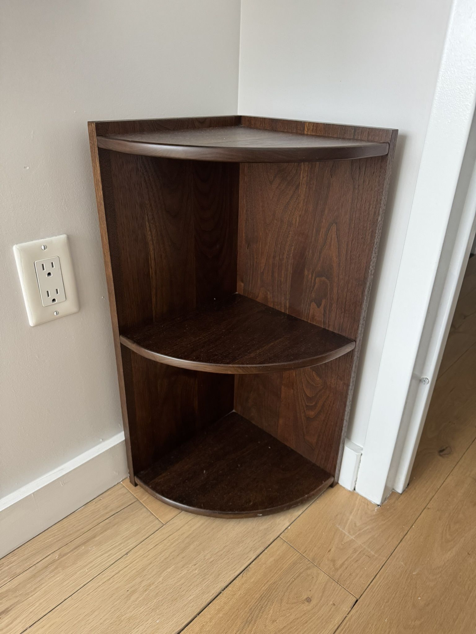 Solid Walnut Hanging Corner Shelf