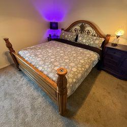 Cal King Solid Wood & Iron Statement Bed Frame – Fit for Royalty (or Dramatic Nappers)