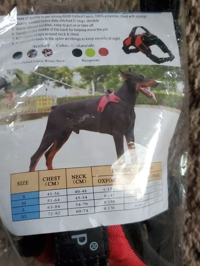 Red/black Dog Harness Sz Small
