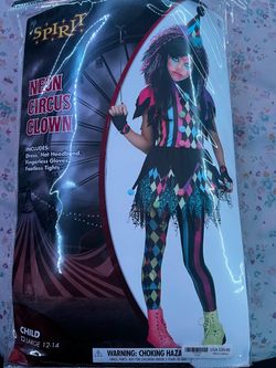 Neon Circus Clown Girls Large 12-14
