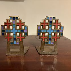 Hand Painted Metal Bookends 
