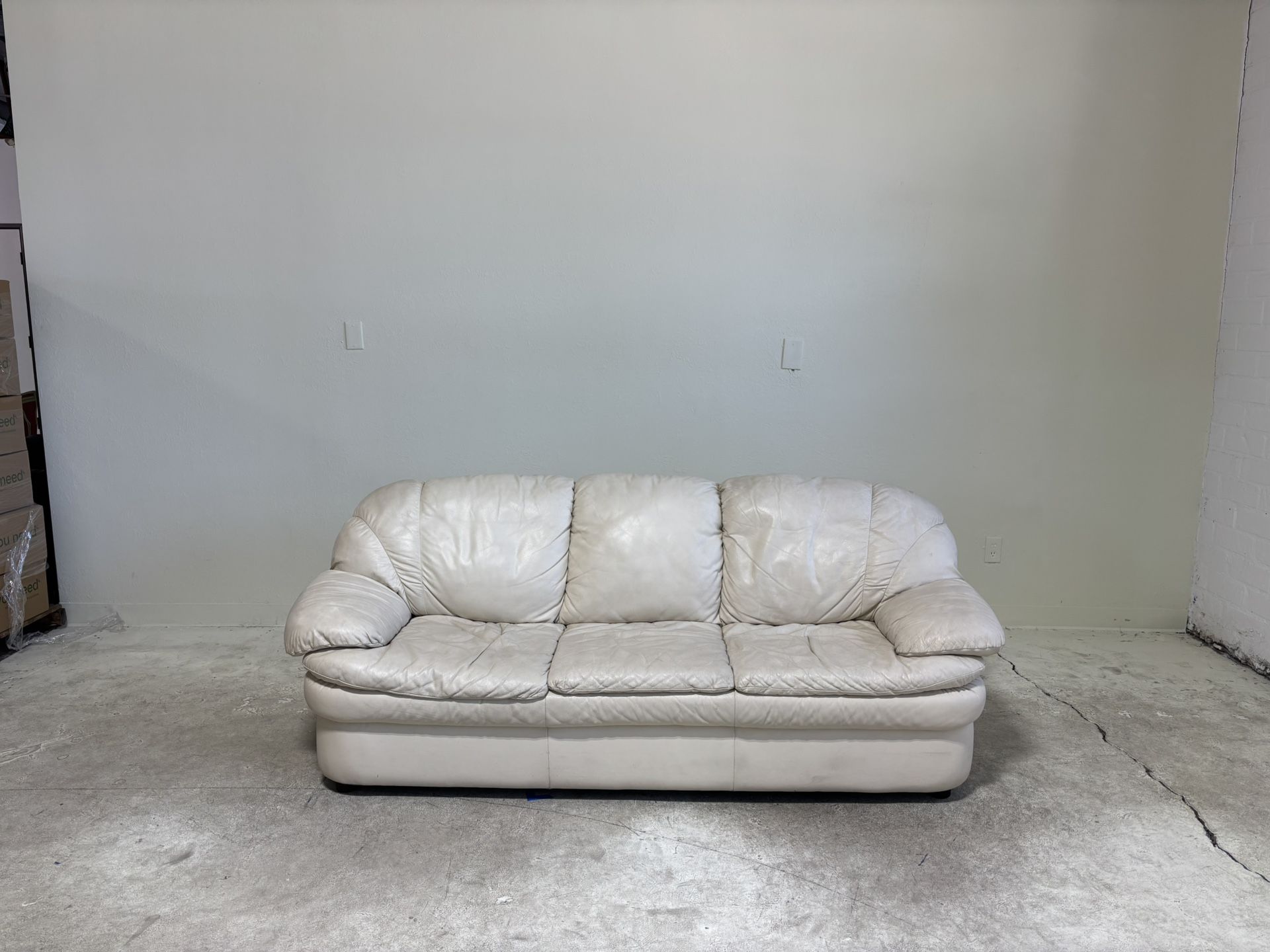 3 Seat white Leather Sofa
