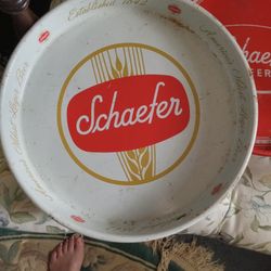 3 Vintage Metal Beer Trays 