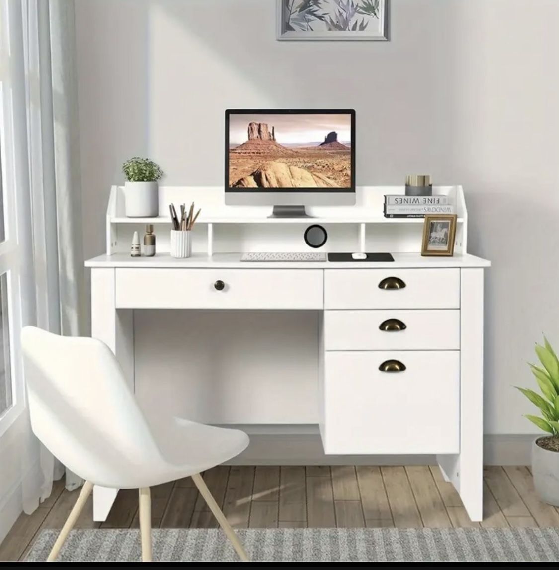 White 47 Inches Computer Desk . New In Original Box.