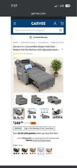 Garvee 4-in-1 Convertible Sleeper Sofa Chair