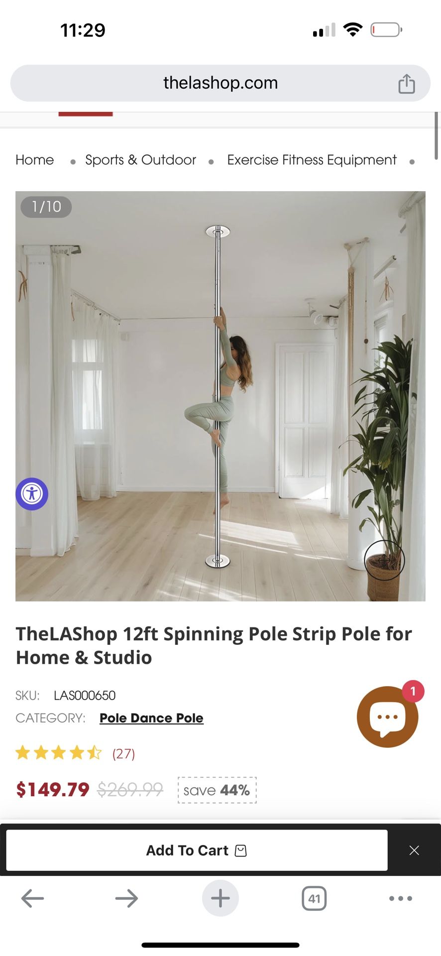 12ft Spinning Pole Strip Pole for Home & Studio