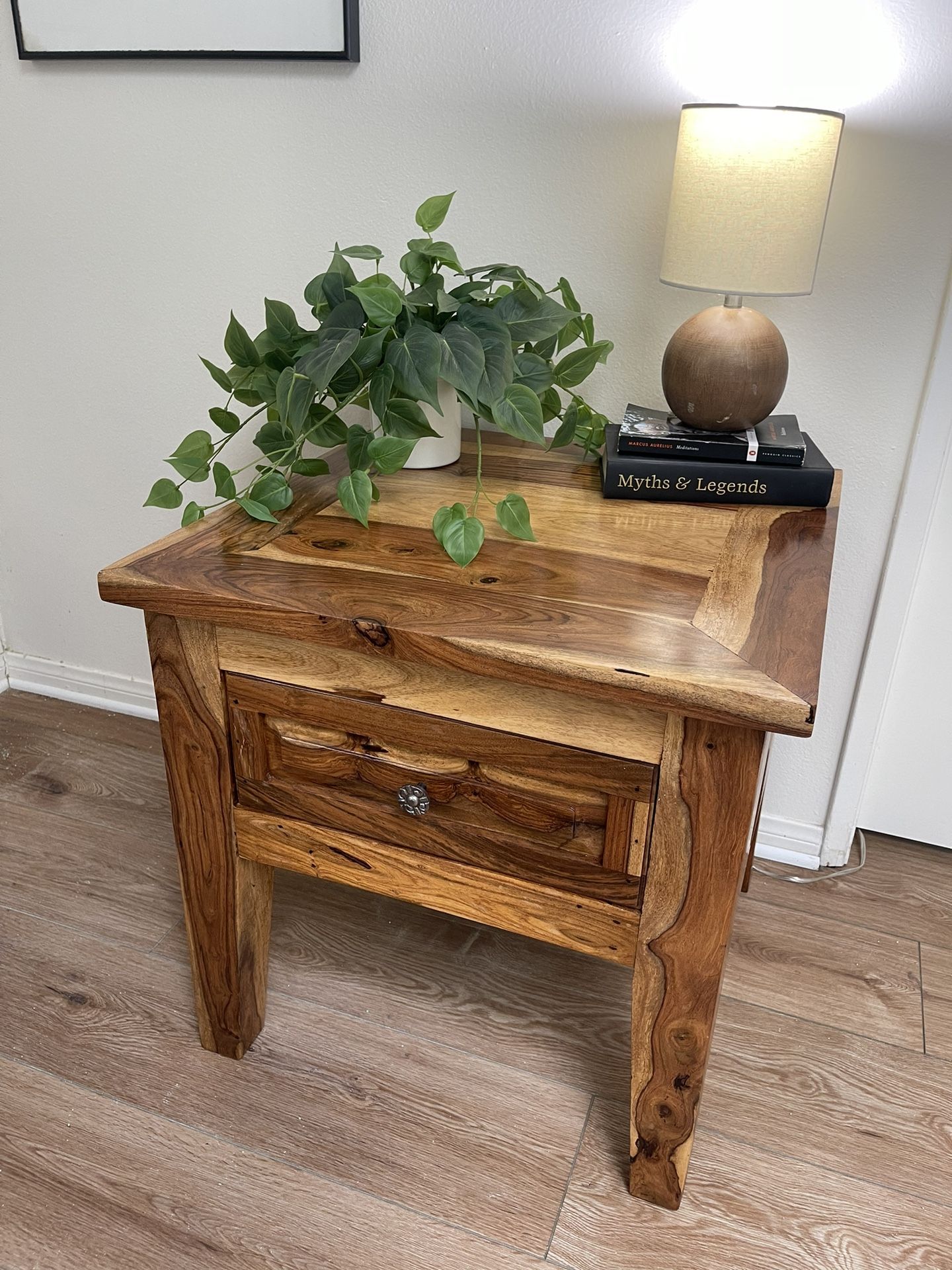 Real Oak Wood Side Table