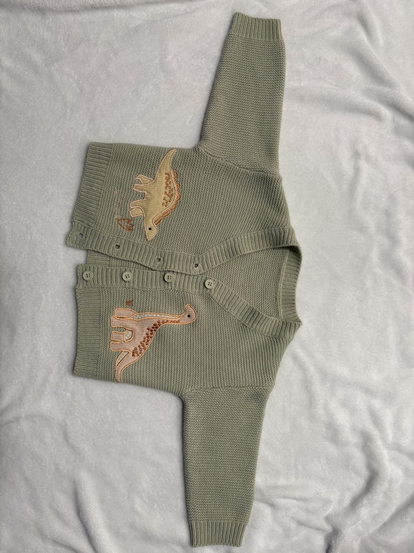Baby Knit Cardigan with Dinosaur Design