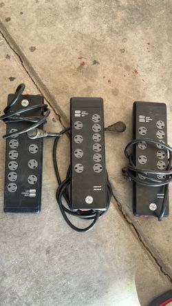 GE 9-Outlet Surge Protector Power Strips with 2 USB Ports – 3 Available