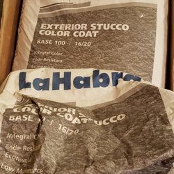 LaHabra 90 Lbs Exterior Stucco Color Coat Base 100 White 16/20 New Full Unopened Bag. Unused. Plus A Open Bag Of Leftover You Can take if you want.