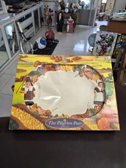 New "Pilgrim Pair" Holiday Serving Platter 17.25"x13.25" New In Original Packaging