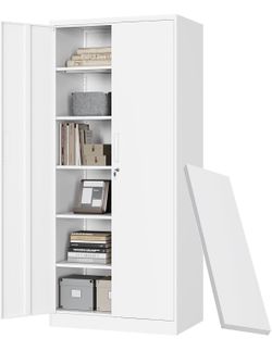 Assembled New Metal Storage Cabinet with Lock Door Adjustable Shelf,72" Steel Lockers
