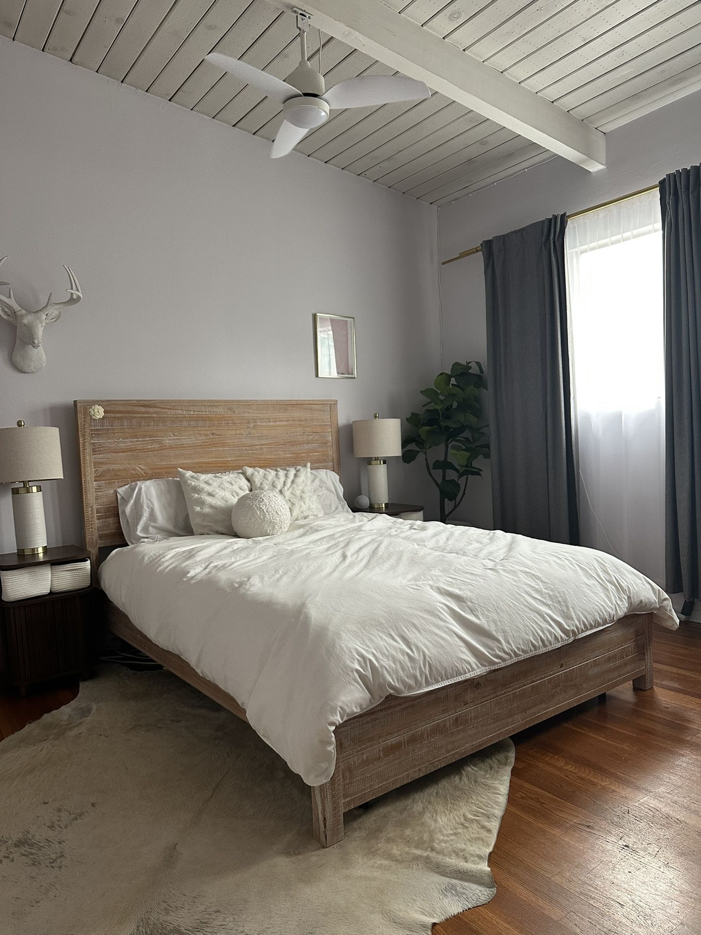 Crate and Barrel Queen Size Bed Frame (Pine Wood)