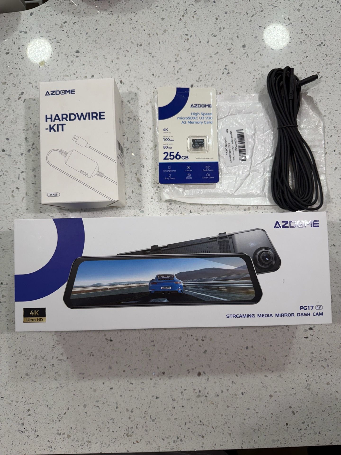 AZDOME PG17 4K Mirror Dash Cam Kit w/ Hardwire & 256GB MicroSD