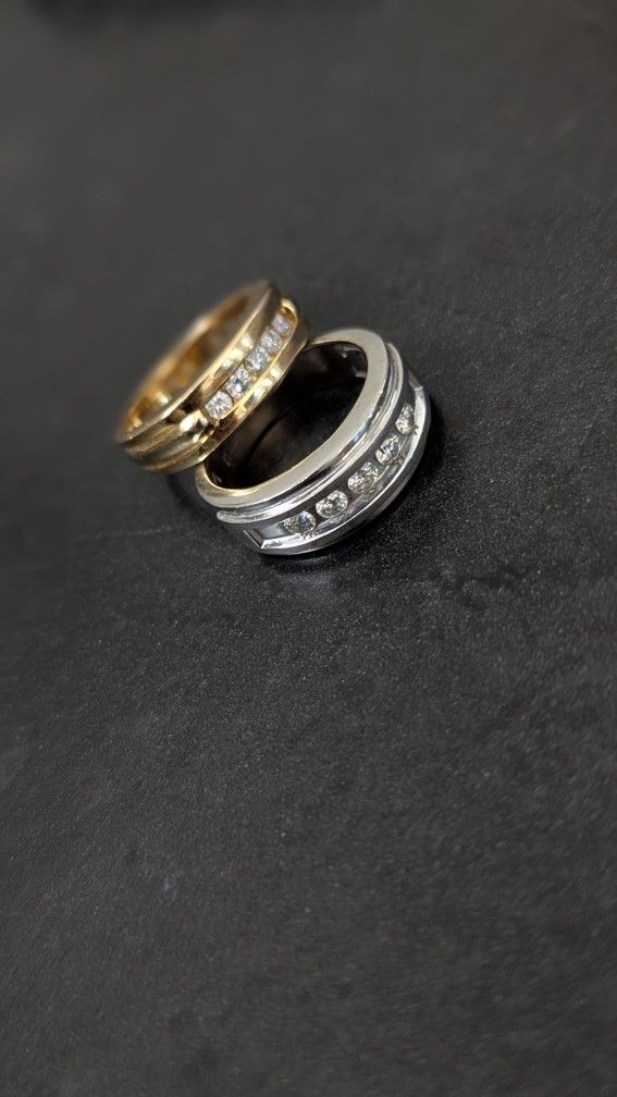 White Gold 14k 10k Diamond Wedding Engagement Anniversary Promise Ring Band Men's Women's Unisex
