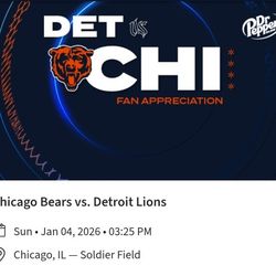 4 Tickets Chicago Bears Vs Detroit Lions