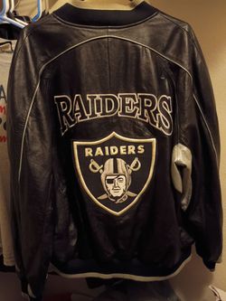 Vintage raiders jacket black leather