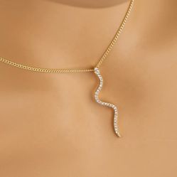 Elegant Gold Plated Snake Necklace Pendant