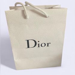 White Textured Small Dior Paper Gift Shopping Bag 7.5" x 6" x 3"