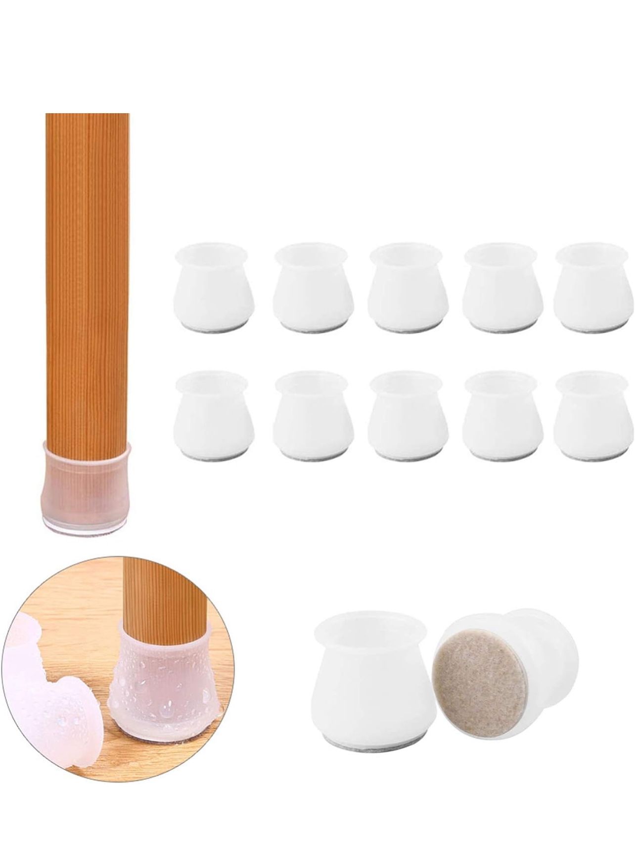32 Pcs Chair Leg Protectors for Hardwood Floor, Silicone