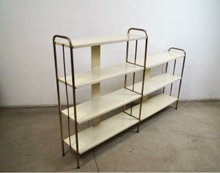 1950’s Midcentury Modern Brass & Metal Double Bookshelf Shelf