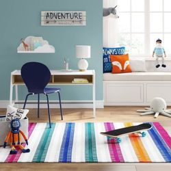 14211 Multi Stripe Chenille Rug Pink 4x6 - Pillowfort