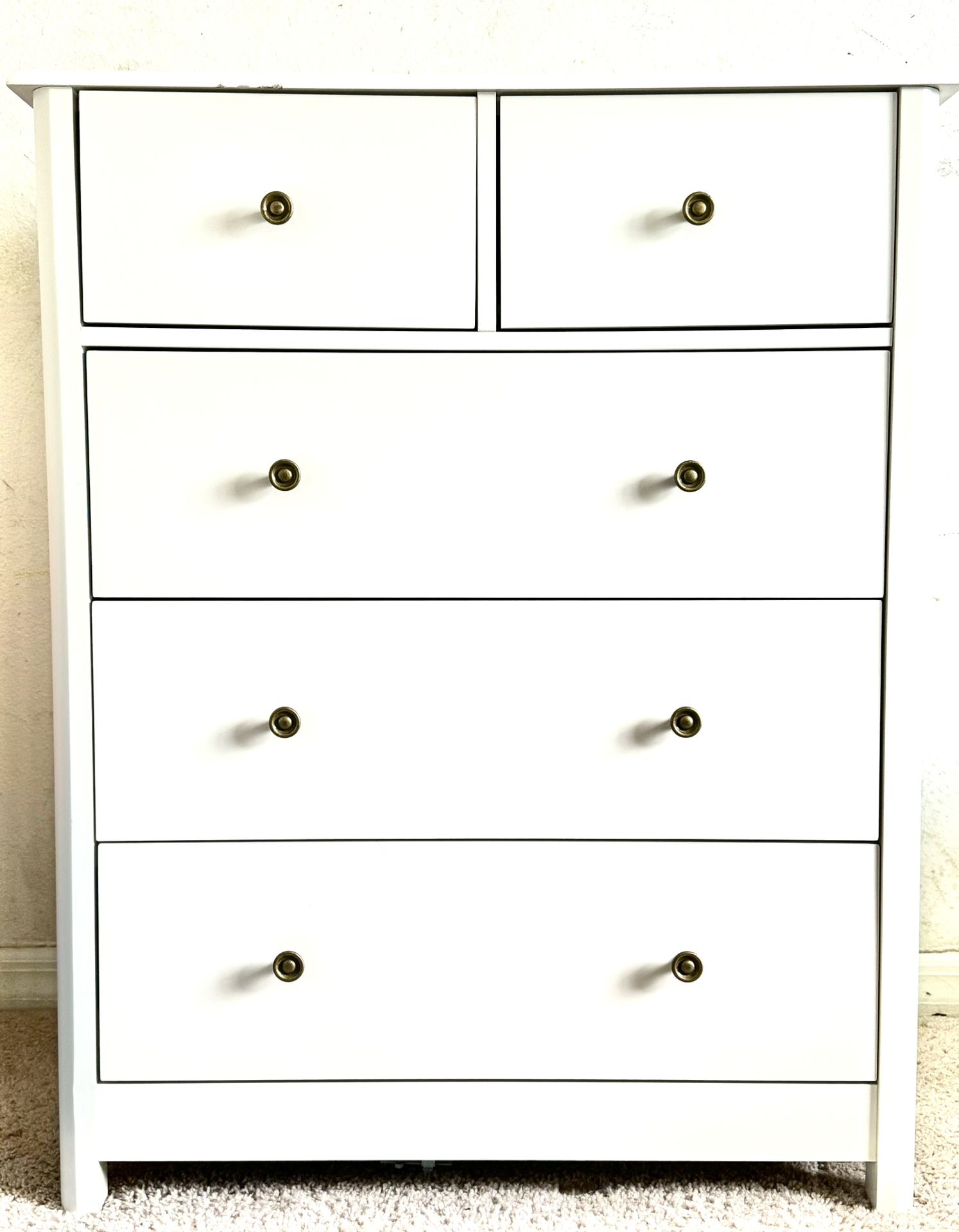 Tall Dresser Chest of Drawers, 5 Drawer with Deep Space (WHITE)