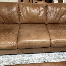 4 Piece Genuine Leather Sofas, Oversized Chair, Ottoman