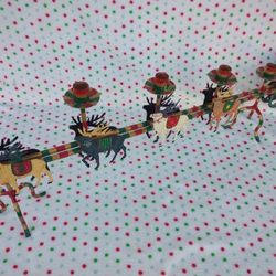Vintage Handmade Cast Iron Santa, Sleigh & Reindeer Metal Candleholder 32” Long