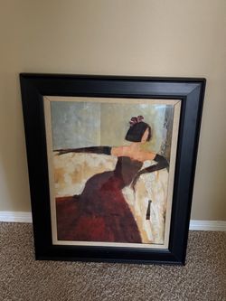 Framed Figurative Art Print Woman in Red