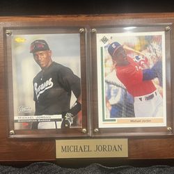 Michael Jordan Baseball Plaque – Birmingham Barons Cards Display (6x8)