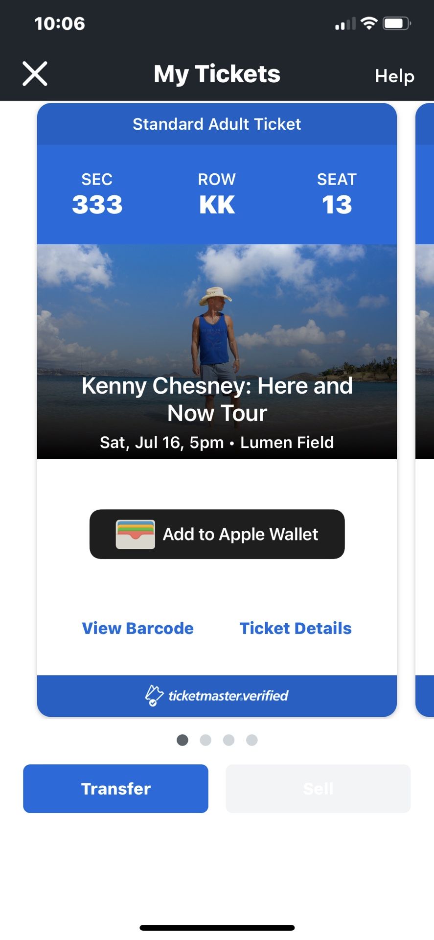 Kenny Chesney X4,150.00 For All