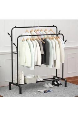 Coat Rack Stand Clothes Drying Rack Floor Balcony Home Clothesline Drying Clothes Rack Mobile Bedroom Multi-Layer Clothesline Indoor Simple Drying Rod