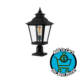 Bayfeve Outdoor Glass Column Headlights Black Hardwired LED Incandescent Post light