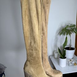 Tan Knee High Heels 