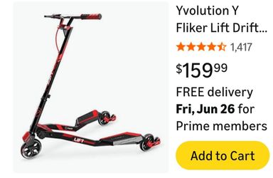 Fliker Lift Drift Scooter – 3-Wheel Self-Propelling Wiggle Scooter with Lift Technology, 360° Spinning Handlebars, Foldable, Ages 7+